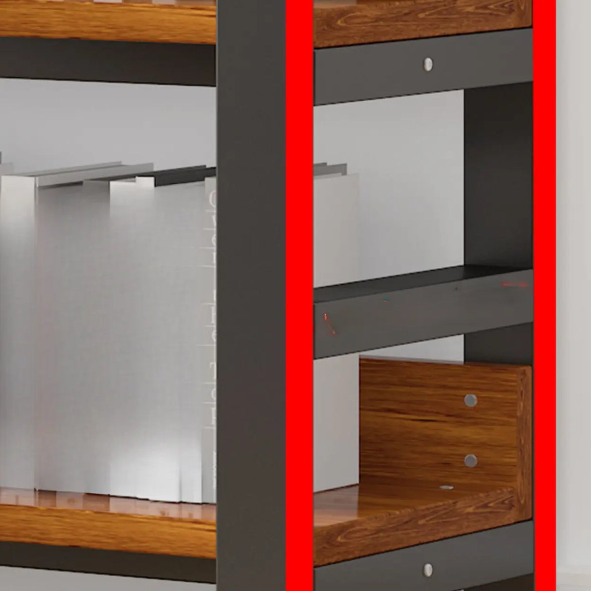 Rustic Espresso Metal Open-Back Display Tall Bookcase Image - 17