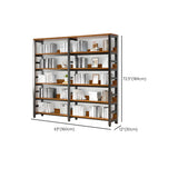 Rustic Espresso Metal Open-Back Display Tall Bookcase Image - 32