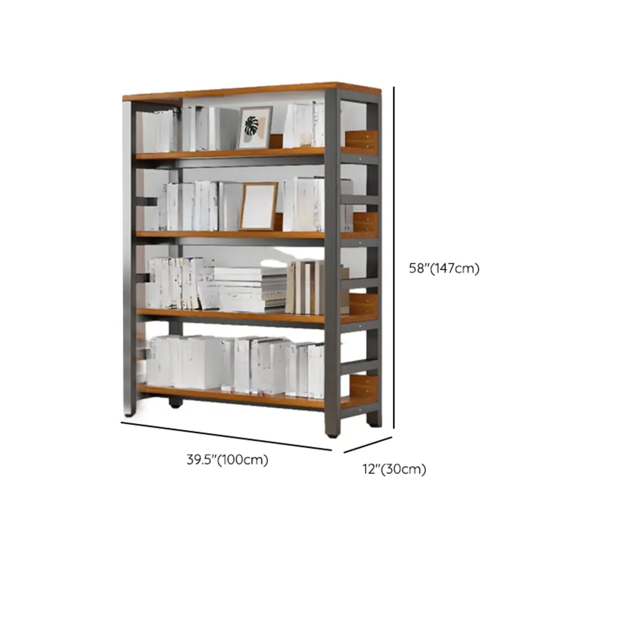 Rustic Espresso Metal Open-Back Display Tall Bookcase Image - 34