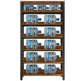 Rustic Espresso Metal Open-Back Display Tall Bookcase Image - 8