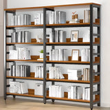 Rustic Espresso Metal Open-Back Display Tall Bookcase Image - 9