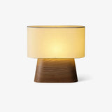 Rustic Fabric Oval Shade Wood Base Table Lamp Image - 1