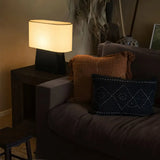 Rustic Fabric Oval Shade Wood Base Table Lamp Image - 12