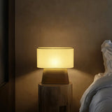 Rustic Fabric Oval Shade Wood Base Table Lamp Image - 13