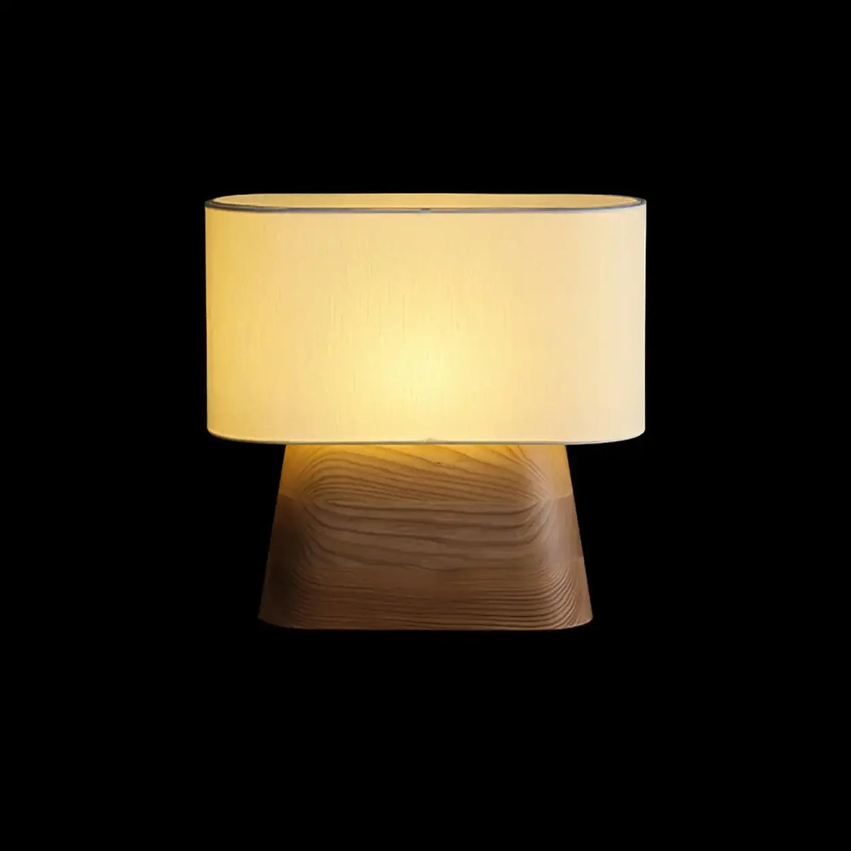 Rustic Fabric Oval Shade Wood Base Table Lamp Image - 16