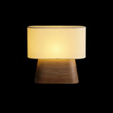 Rustic Fabric Oval Shade Wood Base Table Lamp Image - 16