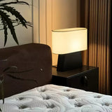 Rustic Fabric Oval Shade Wood Base Table Lamp Image - 19