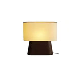 Rustic Fabric Oval Shade Wood Base Table Lamp Image - 22