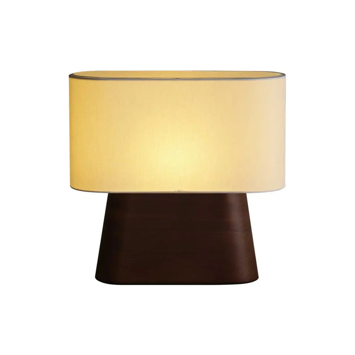Rustic Fabric Oval Shade Wood Base Table Lamp Image - 24