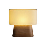 Rustic Fabric Oval Shade Wood Base Table Lamp Image - 25