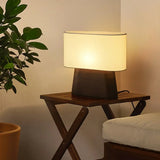 Rustic Fabric Oval Shade Wood Base Table Lamp Image - 3