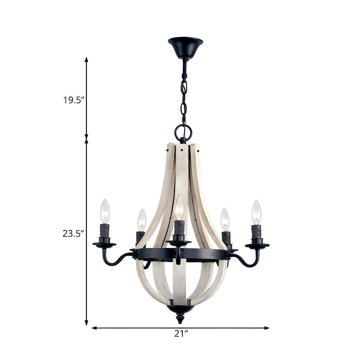 Rustic Farmhouse Dining Room Wood Empire Candle Chandelier Image - 4