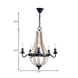 Rustic Farmhouse Dining Room Wood Empire Candle Chandelier Image - 4