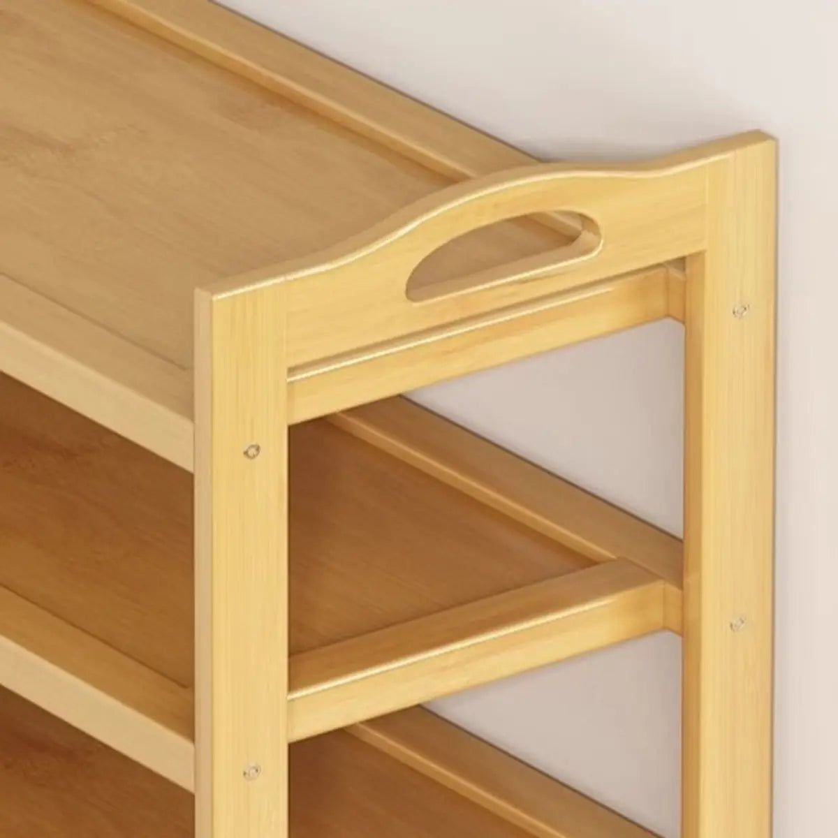 Rustic Five-Tier Natural Bamboo Shoe Rack Entryway Image - 11