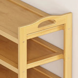 Rustic Five-Tier Natural Bamboo Shoe Rack Entryway Image - 11