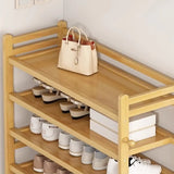 Rustic Five-Tier Natural Bamboo Shoe Rack Entryway Image - 12