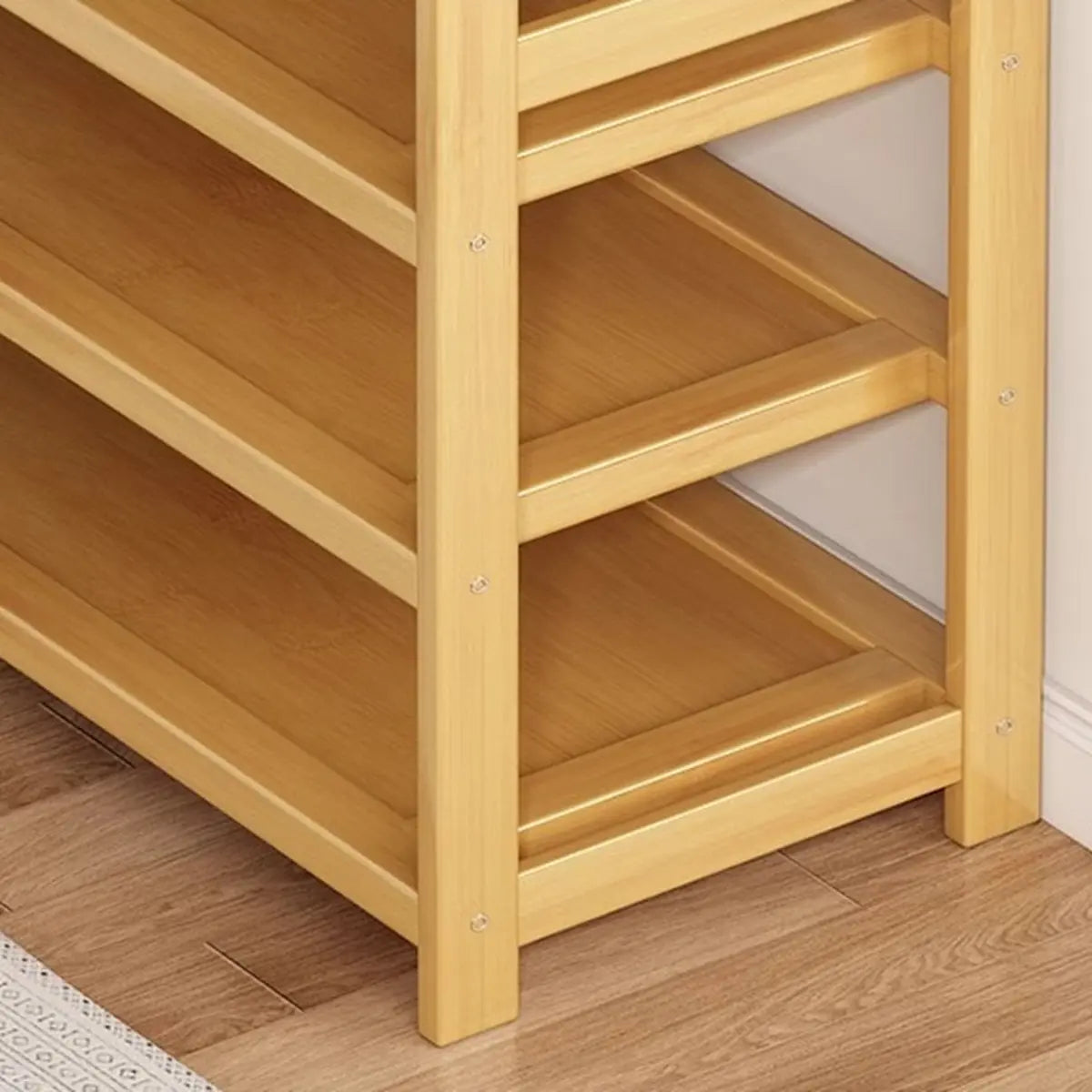 Rustic Five-Tier Natural Bamboo Shoe Rack Entryway Image - 15
