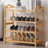 Rustic Five-Tier Natural Bamboo Shoe Rack Entryway Image - 17