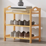 Rustic Five-Tier Natural Bamboo Shoe Rack Entryway Image - 18