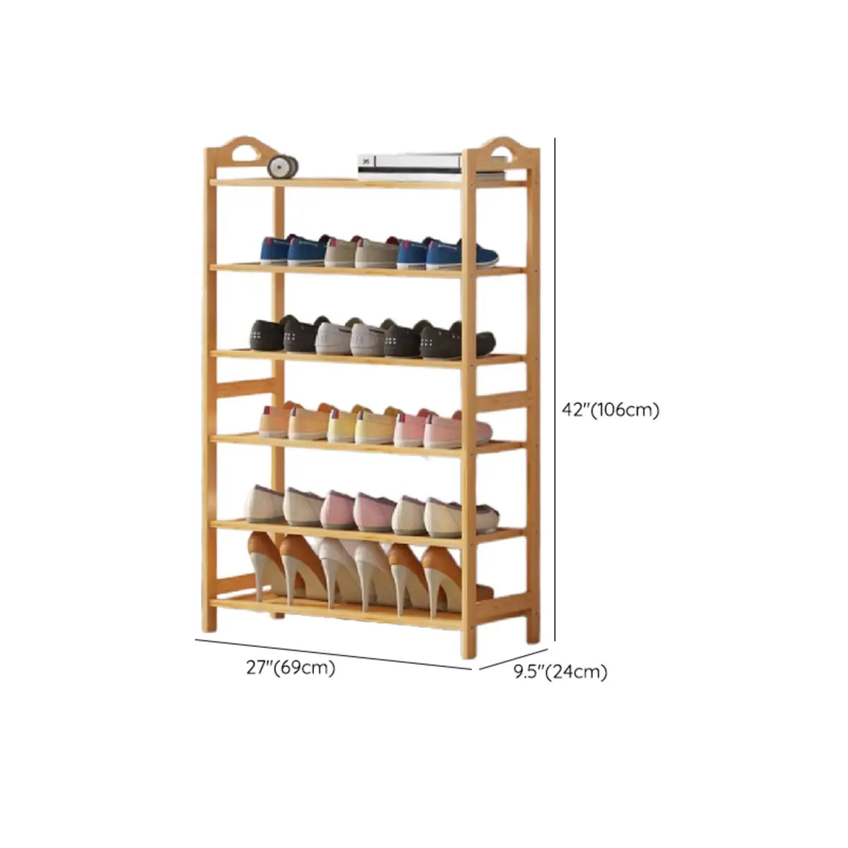 Rustic Five-Tier Natural Bamboo Shoe Rack Entryway 