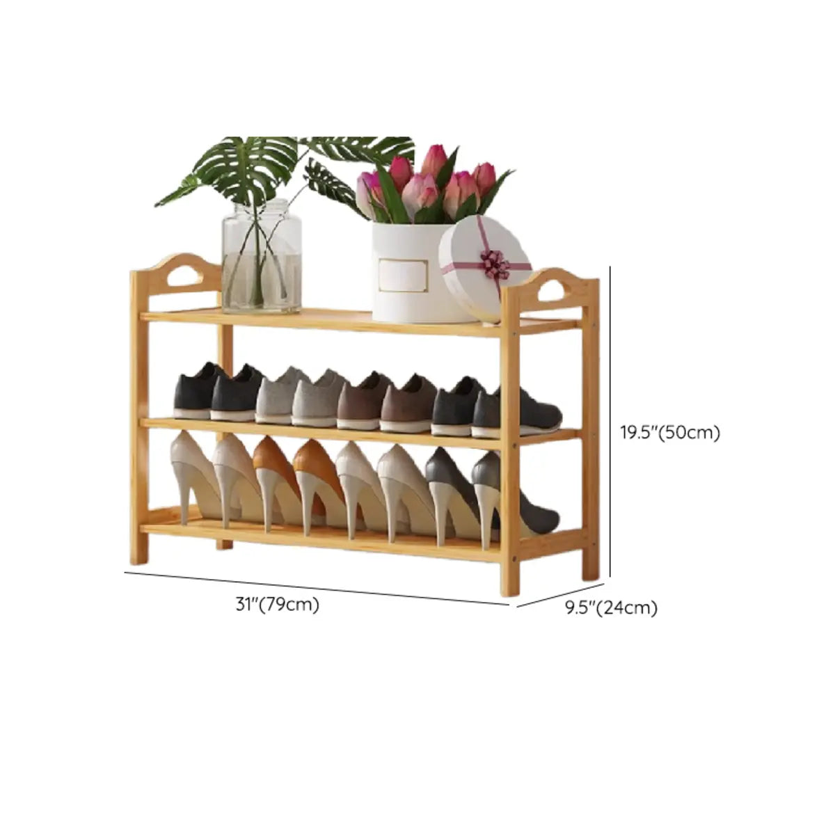 Rustic Five-Tier Natural Bamboo Shoe Rack Entryway Image - 28