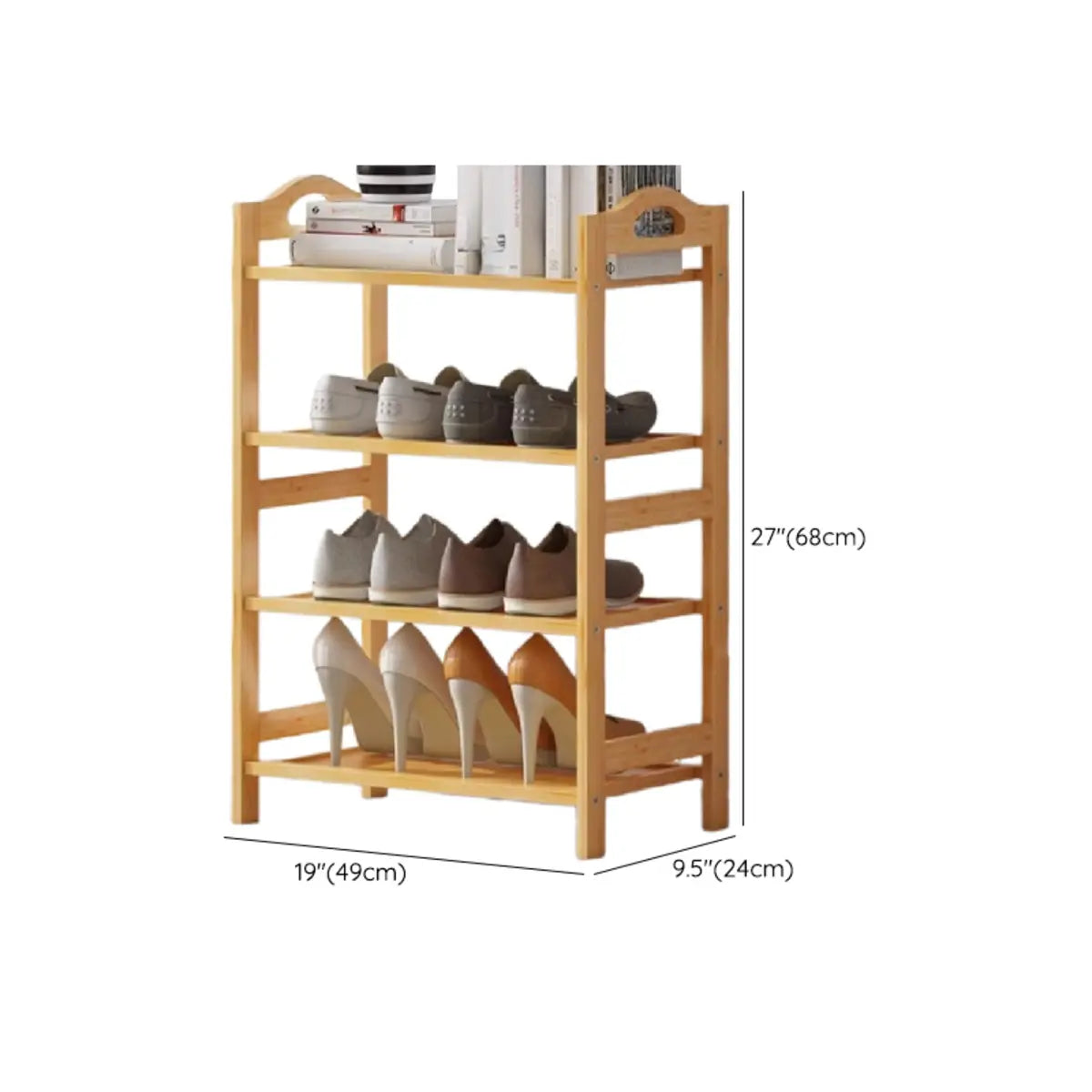 Rustic Five-Tier Natural Bamboo Shoe Rack Entryway Image - 29