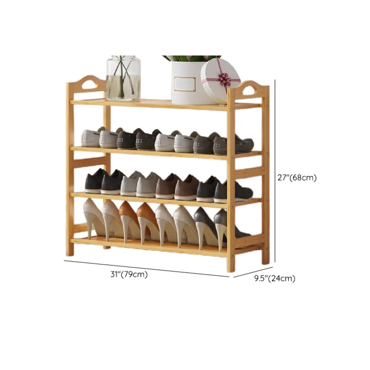 Rustic Five-Tier Natural Bamboo Shoe Rack Entryway Image - 31