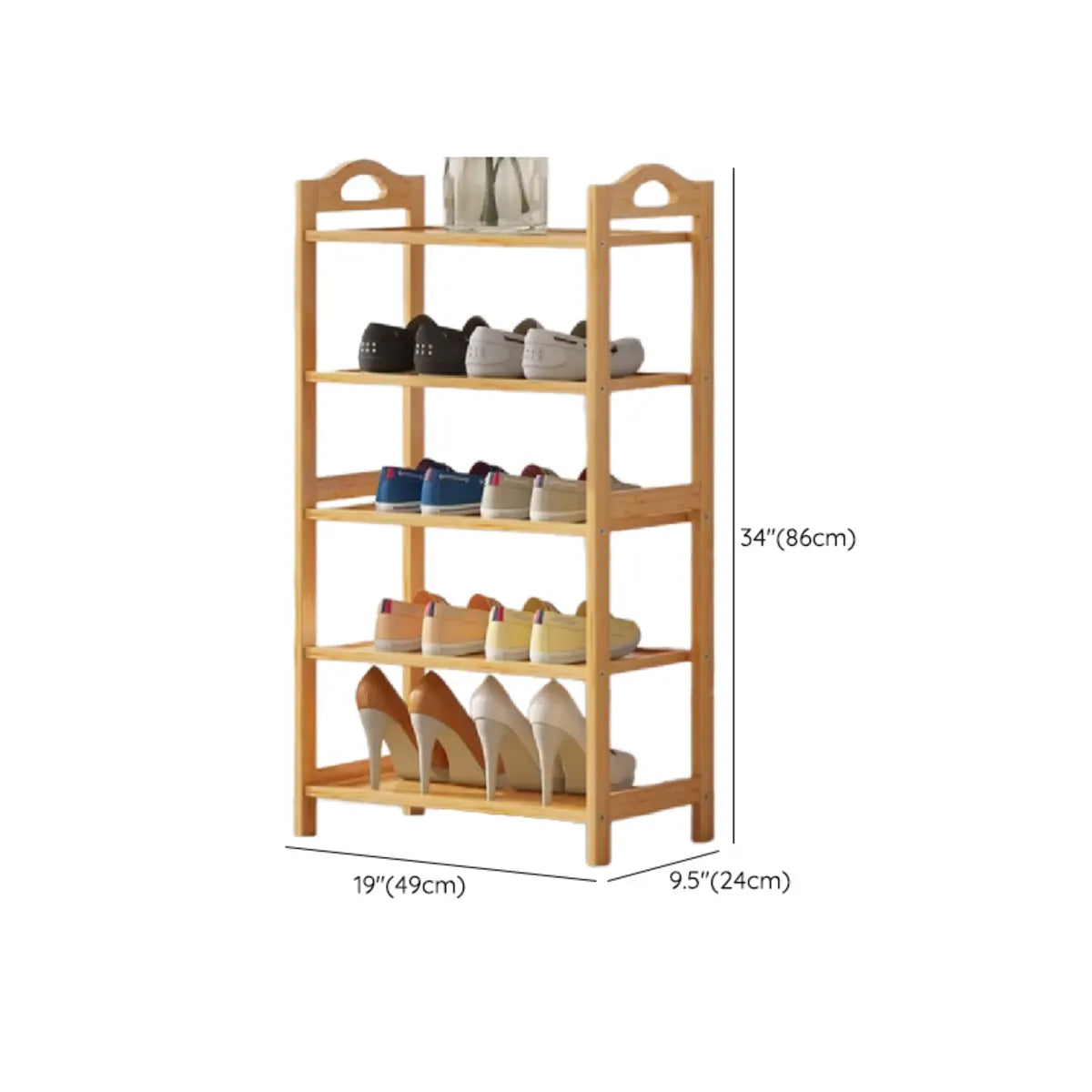 Rustic Five-Tier Natural Bamboo Shoe Rack Entryway Image - 32