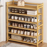 Rustic Five-Tier Natural Bamboo Shoe Rack Entryway Image - 4