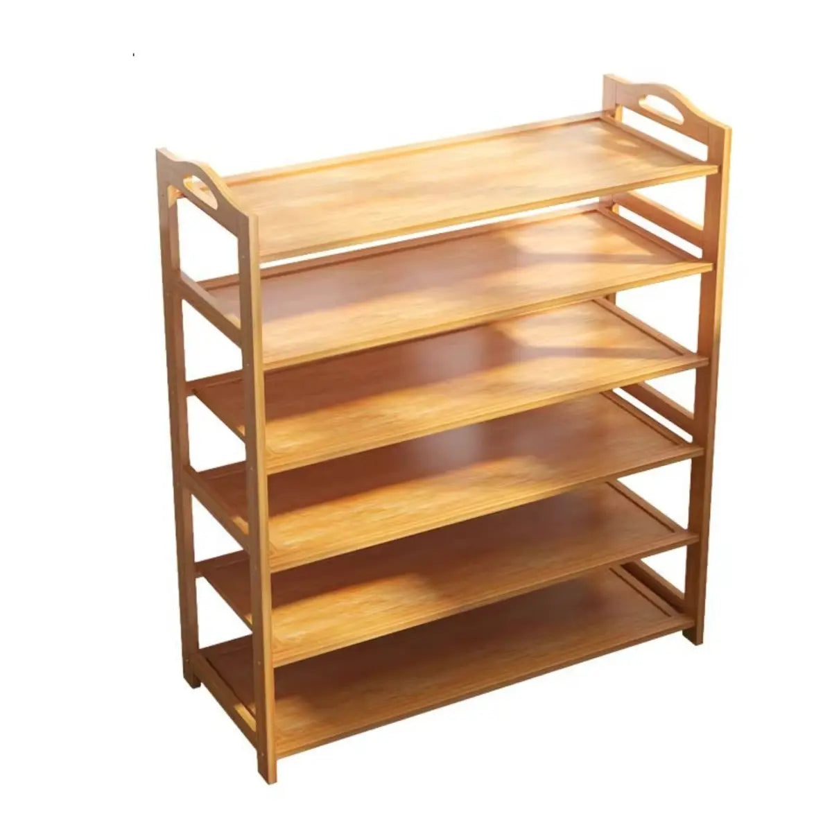 Rustic Five-Tier Natural Bamboo Shoe Rack Entryway Image - 5