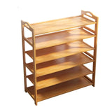 Rustic Five-Tier Natural Bamboo Shoe Rack Entryway Image - 5
