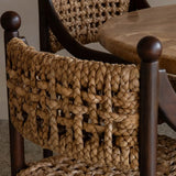 Rustic Handwoven Braided Rope Wood Open Back Dining Chair Image - 12