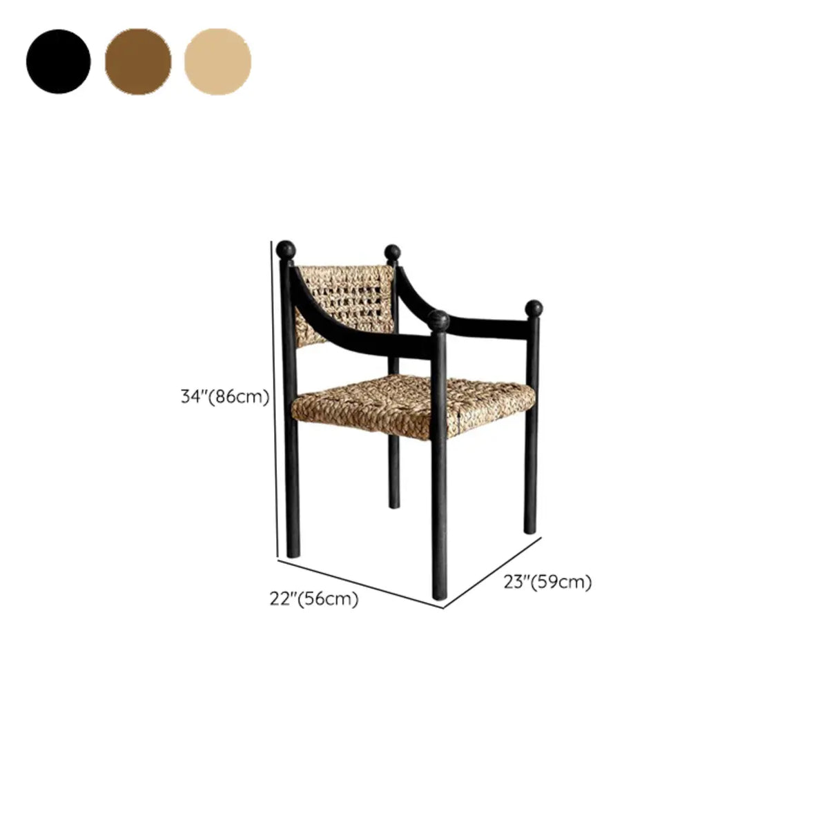 Rustic Handwoven Braided Rope Wood Open Back Dining Chair 