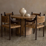 Rustic Handwoven Braided Rope Wood Open Back Dining Chair Image - 4