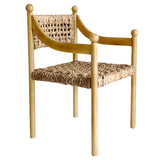 Rustic Handwoven Braided Rope Wood Open Back Dining Chair Image - 5