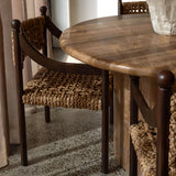 Rustic Handwoven Braided Rope Wood Open Back Dining Chair Image - 6