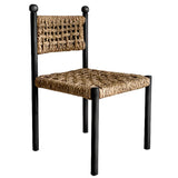 Rustic Handwoven Braided Rope Wood Open Back Dining Chair Image - 9