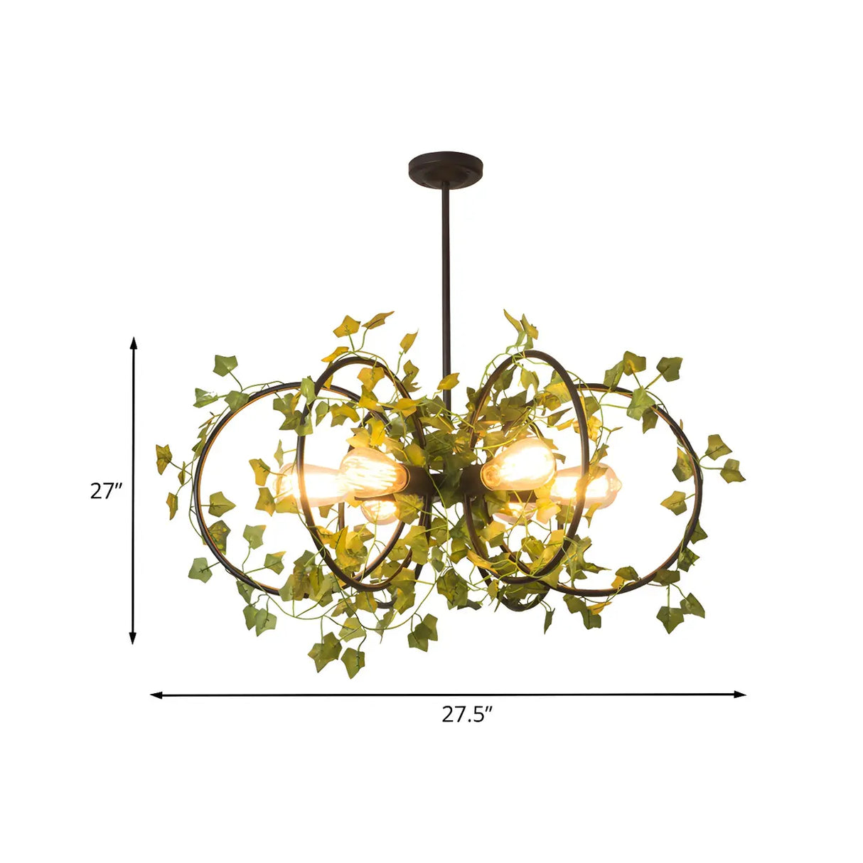 Rustic Industrial Restaurant Green Leaf Round Chandelier 