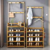 Rustic Ladder Bamboo Entryway Multi-Tier Shoe Rack Storage Image - 1