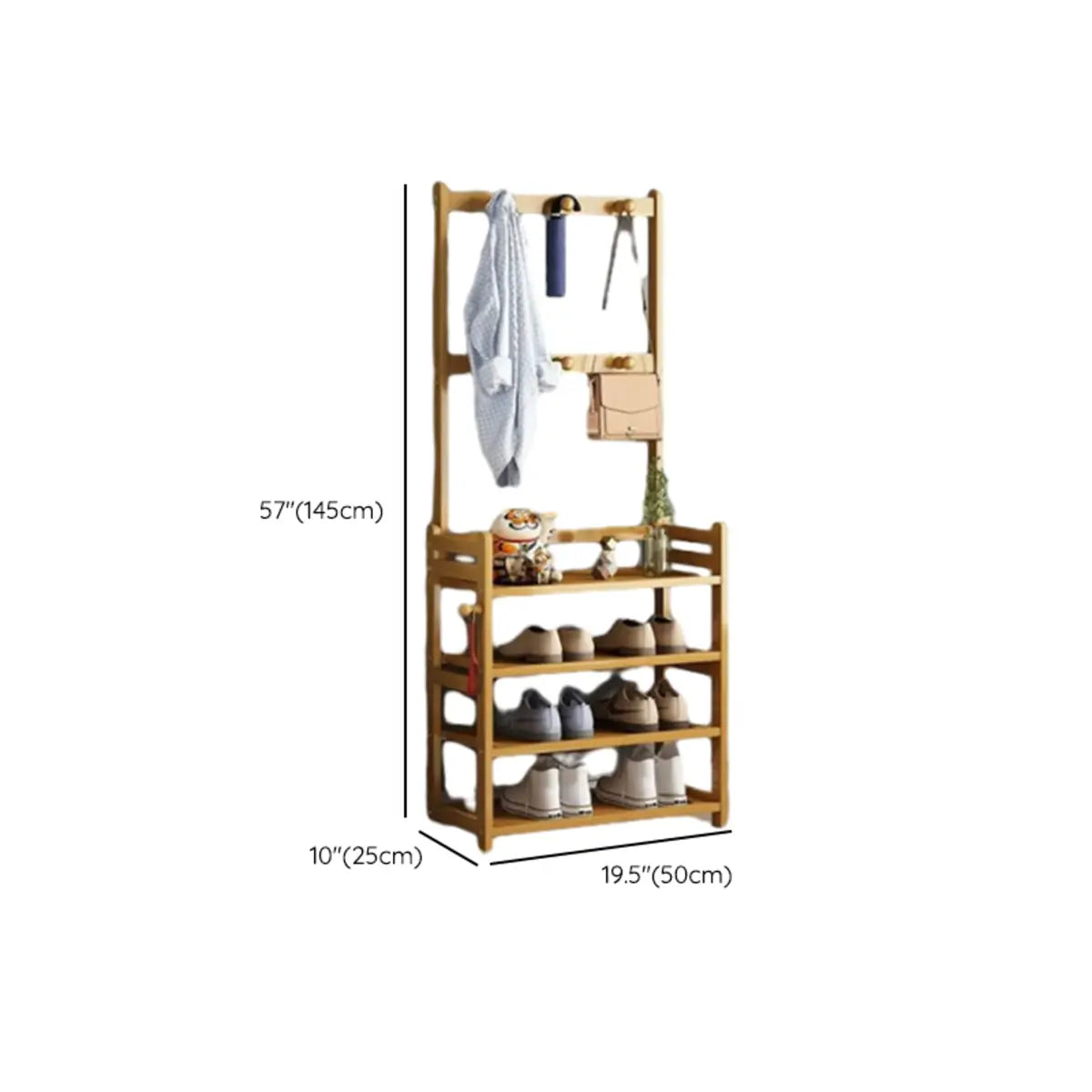Rustic Ladder Bamboo Entryway Multi-Tier Shoe Rack Storage 