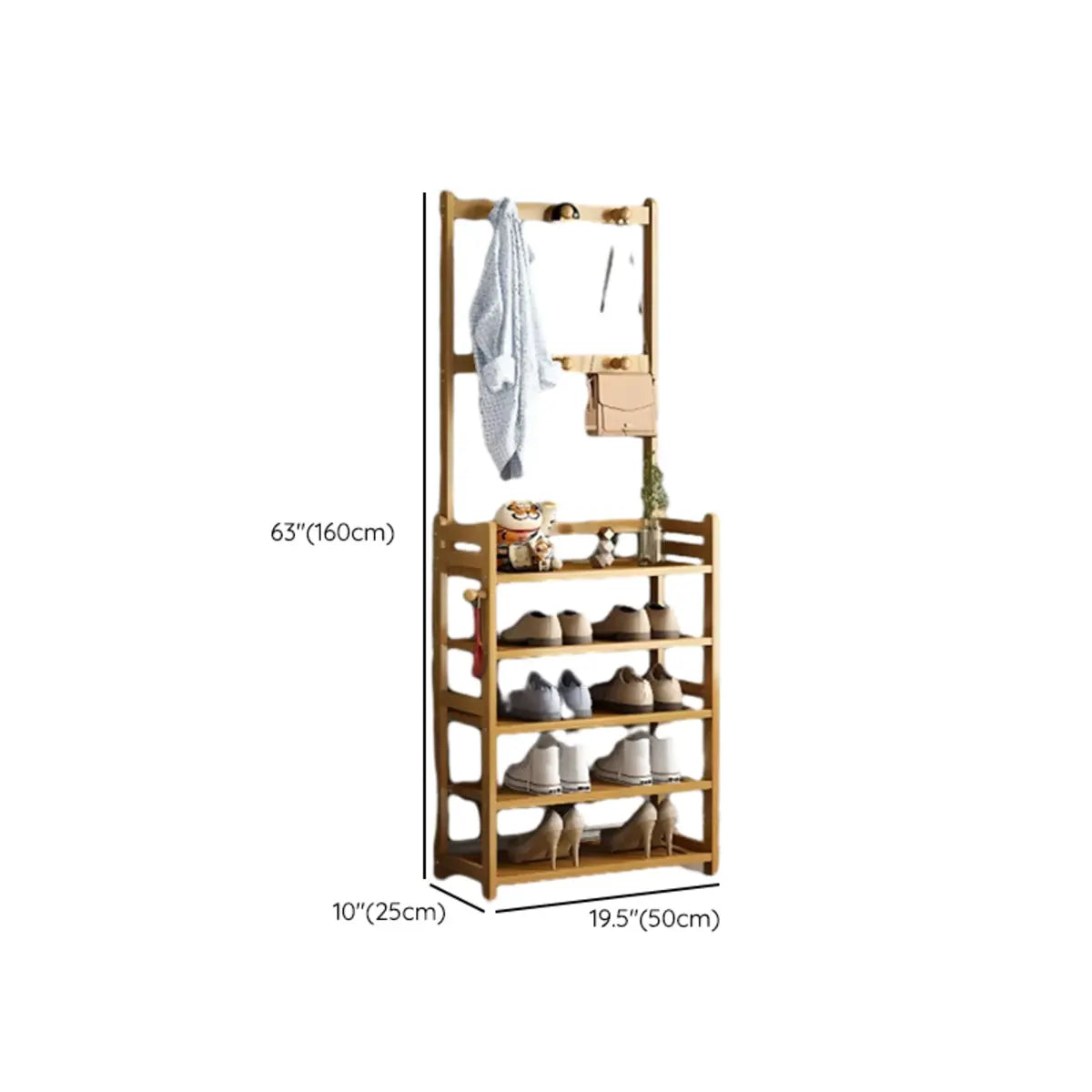 Rustic Ladder Bamboo Entryway Multi-Tier Shoe Rack Storage Image - 19