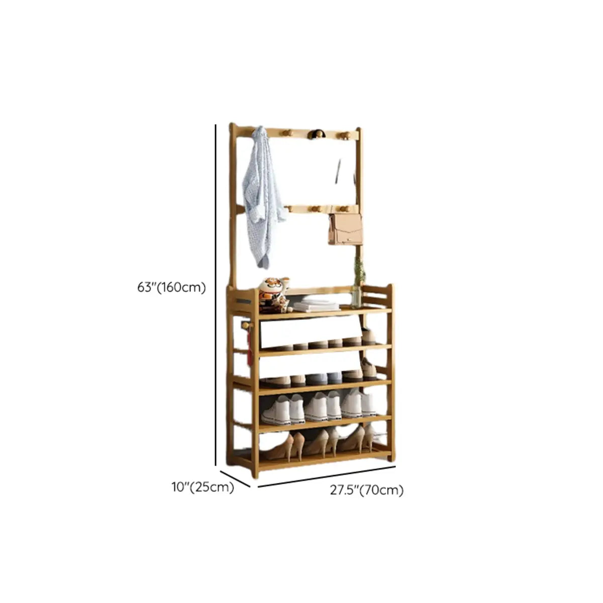 Rustic Ladder Bamboo Entryway Multi-Tier Shoe Rack Storage Image - 20