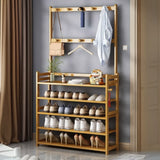 Rustic Ladder Bamboo Entryway Multi-Tier Shoe Rack Storage Image - 3