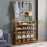 Rustic Ladder Bamboo Entryway Multi-Tier Shoe Rack Storage Image - 4