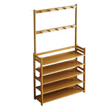Rustic Ladder Bamboo Entryway Multi-Tier Shoe Rack Storage Image - 6