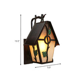 Rustic Leaf and Birdcage Glass Exterior Coffee Wall Sconce Image - 4