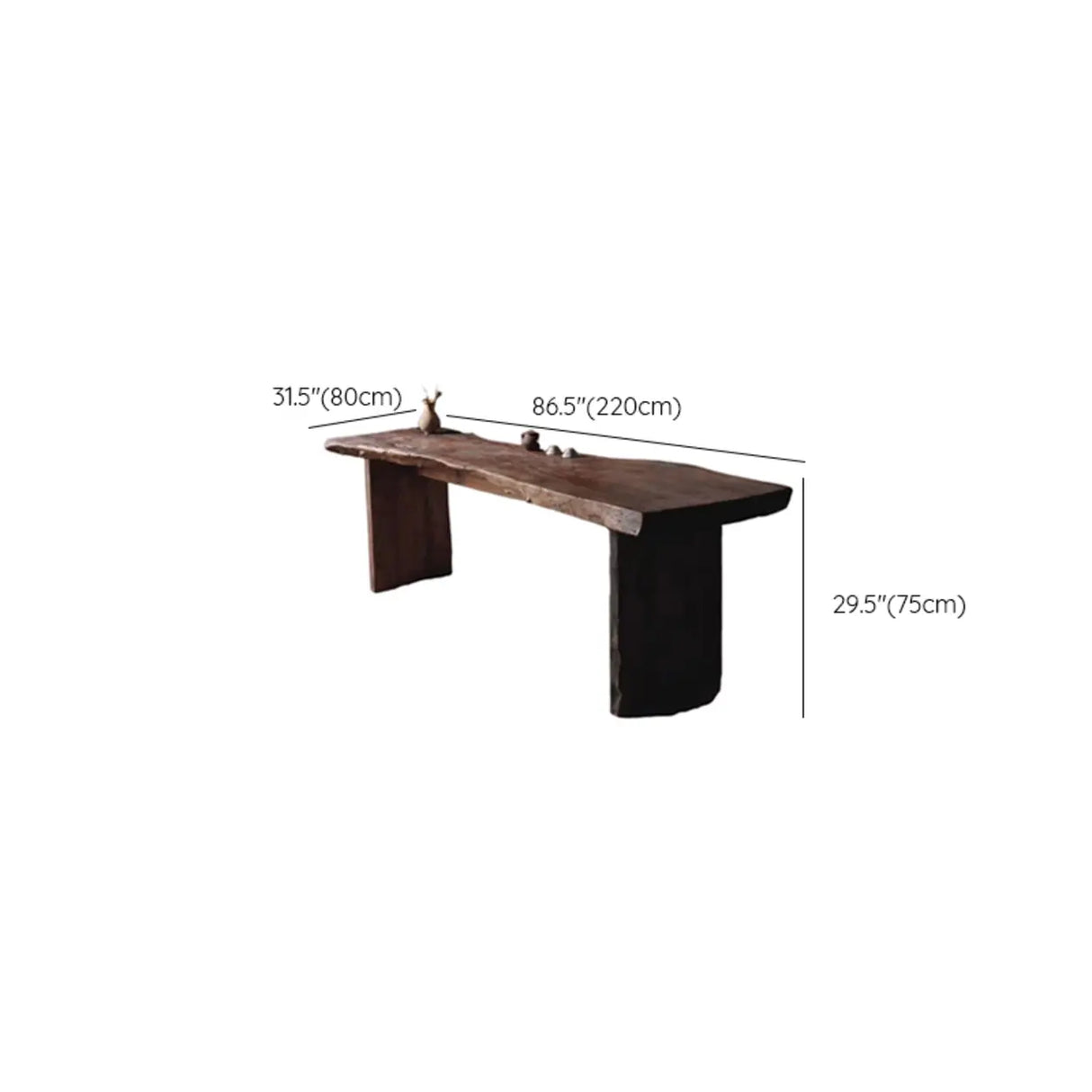 Rustic Live Edge Wood Double Pedestal Console Table Image - 10