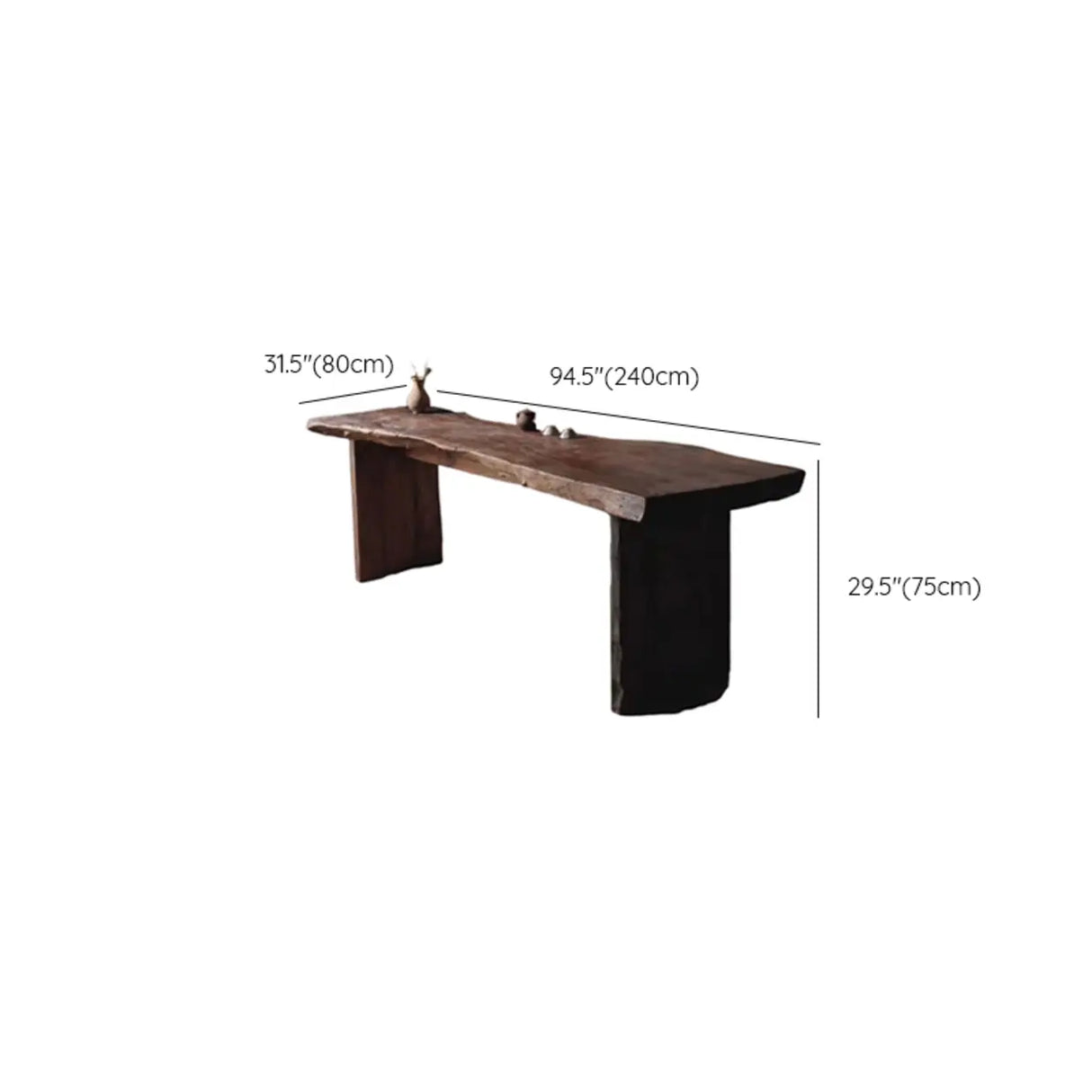 Rustic Live Edge Wood Double Pedestal Console Table Image - 11
