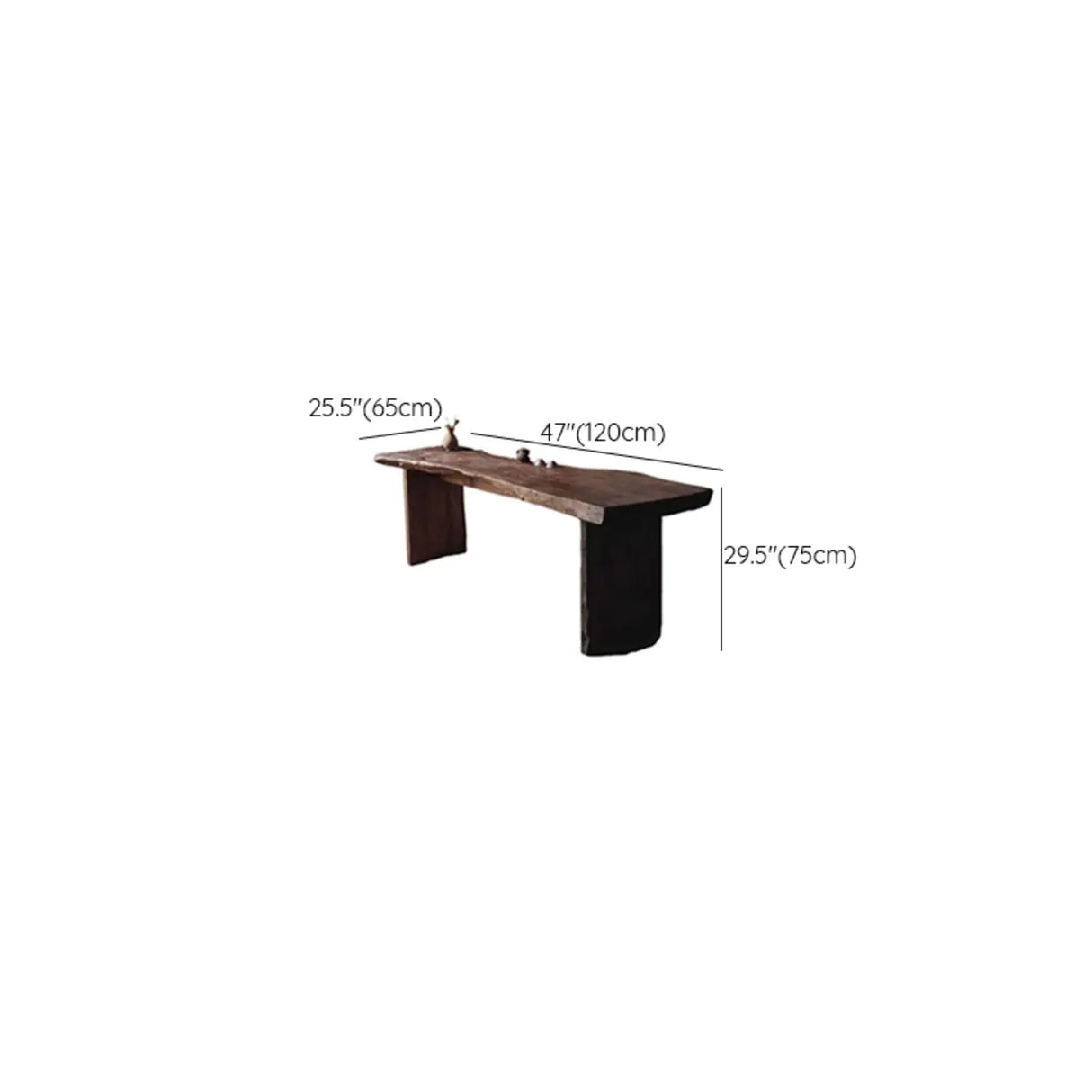Rustic Live Edge Wood Double Pedestal Console Table Image - 12