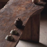 Rustic Live Edge Wood Double Pedestal Console Table Image - 3